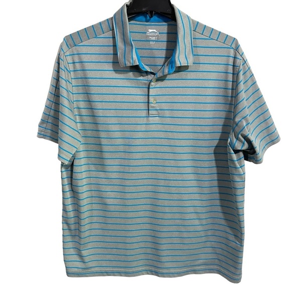 Slazenger Golf Men's Blue and Gray Striped Golf Polo - XXL - Picture 2 of 5